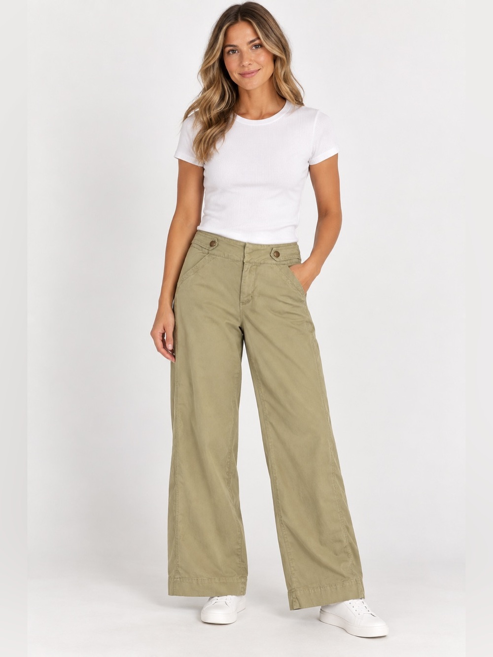 BCBGeneration Khaki Wide Leg Utility Pants Women’s 9/29 Mid Rise